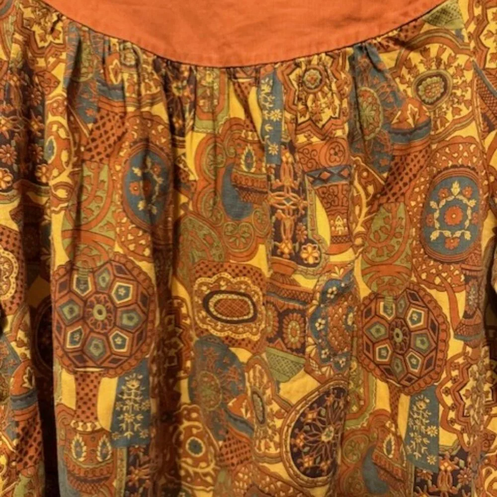 Vintage 70’s Boho paisley African print A-line swing Mini Dress - Picture 2 of 16